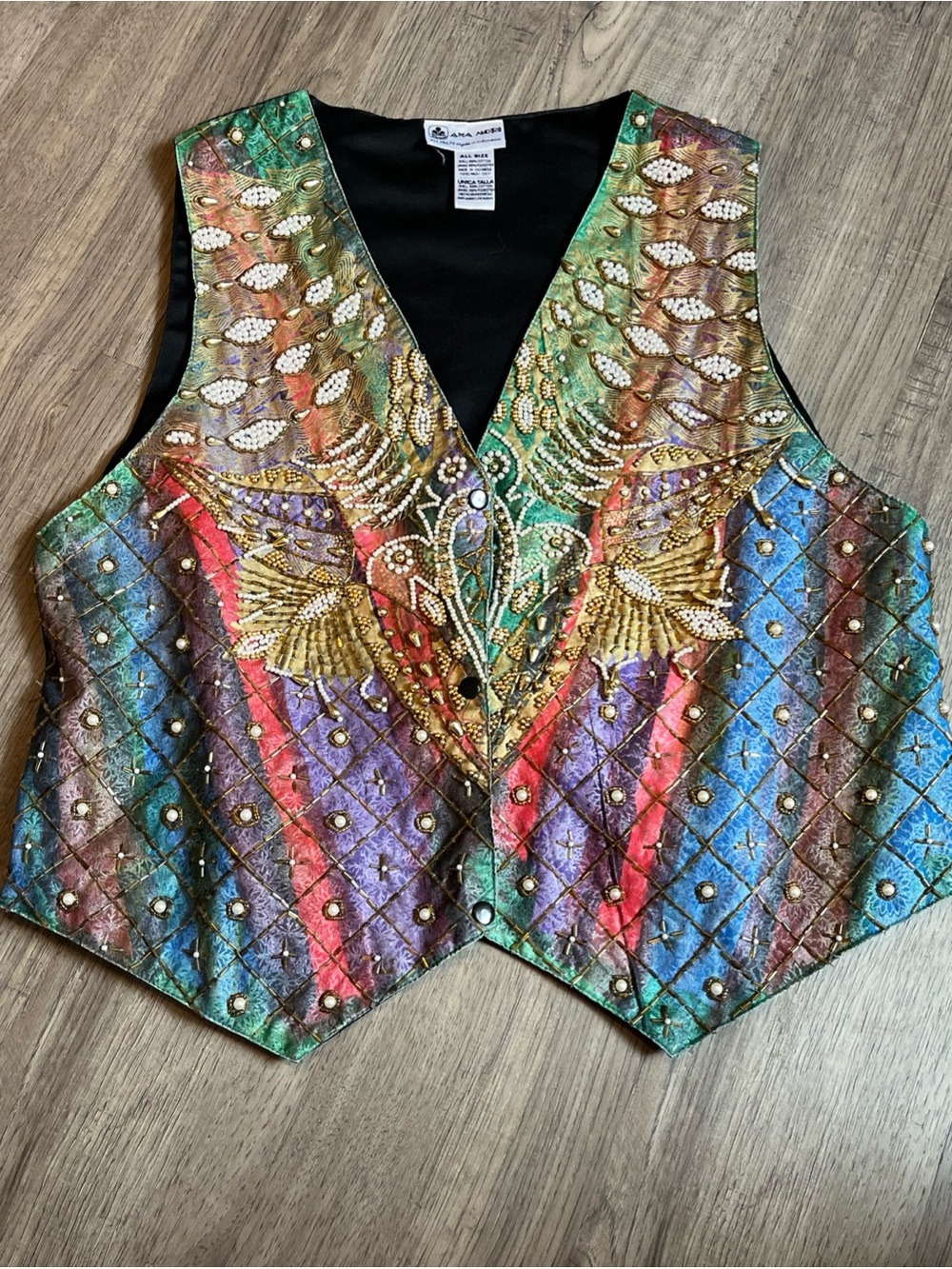 Embellished Multicolor V-Neck Women's Vest Ana Mori one size